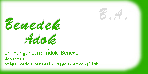 benedek adok business card