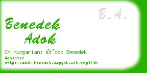 benedek adok business card